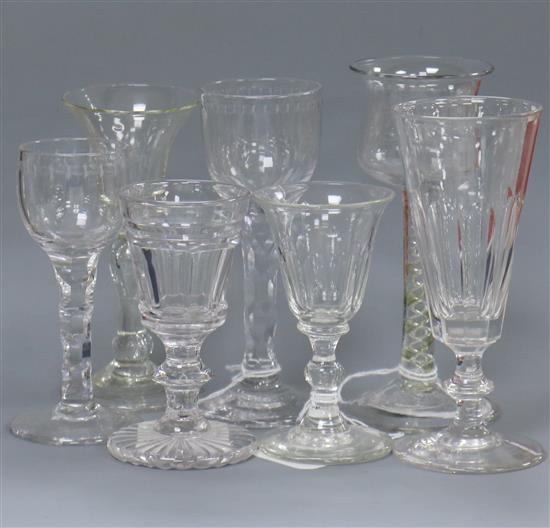 Seven wine glasses, various, Tallest 15cm